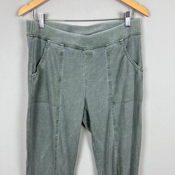 XCVI‎ Pants Womens Large Green Gino Ankle Slit Pull On Lyocell Cotton Pockets L - Picture 5 of 14